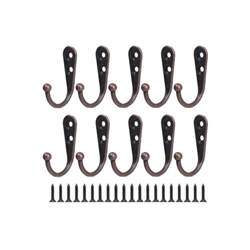 CYMMIYT Kleiderhaken Mini Alloy Hook with Screws Door Wall Mounted Hanging Hanger for Coat Towels Caps Kitchen Bathroom Storage Hooks Holder(Red Bronze,10 Sets) von CYMMIYT