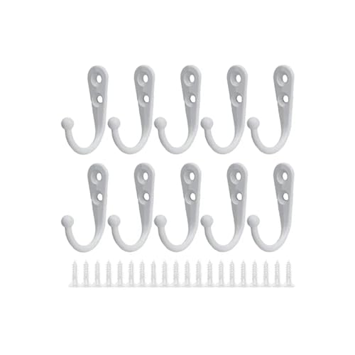 CYMMIYT Kleiderhaken Mini Alloy Hook with Screws Door Wall Mounted Hanging Hanger for Coat Towels Caps Kitchen Bathroom Storage Hooks Holder(White,20 Sets) von CYMMIYT