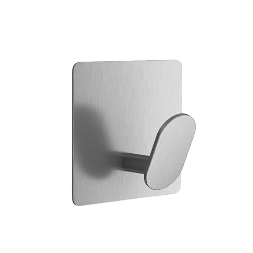 CYMMIYT Kleiderhaken Multi-Purpose Hanger Hook Stainless Steel Bathroom Robe Hooks Adhesive Wall Hook Towel Holder Bathroom Kitchen Hardware(Sliver-1pcs) von CYMMIYT