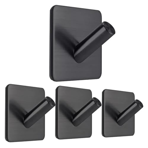 CYMMIYT Kleiderhaken Robe Hook Hooks For Hanging Wall Mounted Hooks Coat Rack Wall Mounted(4 Pack Black) von CYMMIYT