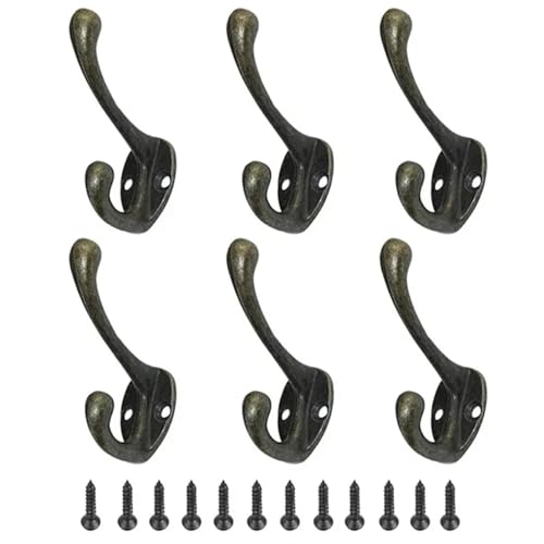CYMMIYT Kleiderhaken Robe Hook Wall Coat Racks Wall Coat Racks Wall Mounted Hooks Door Hooks(Patina 6-pack) von CYMMIYT