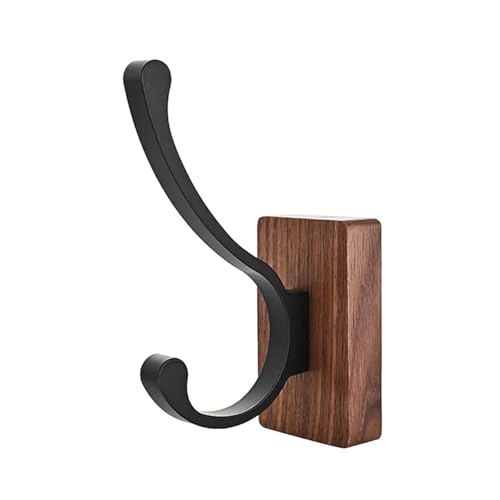CYMMIYT Kleiderhaken Simple Wood Hook Hanging Punch-Free Bathroom Wall Hooks Bedroom Coat Hanger Home Towel Key Storage Rack Decoration(Black B) von CYMMIYT