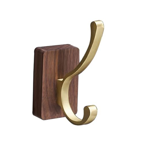 CYMMIYT Kleiderhaken Simple Wood Hook Hanging Punch-Free Bathroom Wall Hooks Bedroom Coat Hanger Home Towel Key Storage Rack Decoration(Gold B) von CYMMIYT