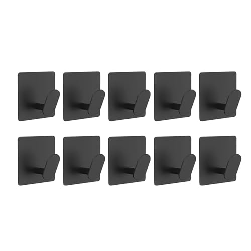 CYMMIYT Kleiderhaken Stainless Steel Wall Hook Bathroom Robe Hooks Adhesive Towel Holder Kitchen Accessories Organizer Multi-Purpose Door Hanger Hook(10pcs black) von CYMMIYT