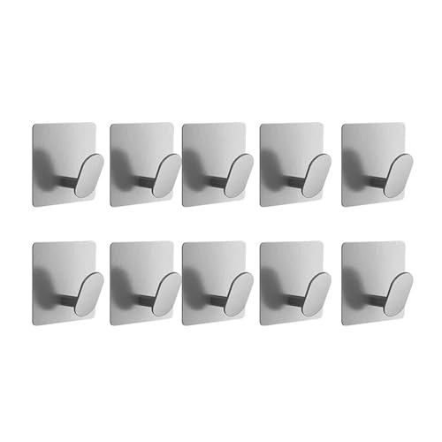 CYMMIYT Kleiderhaken Stainless Steel Wall Hook Bathroom Robe Hooks Adhesive Towel Holder Kitchen Accessories Organizer Multi-Purpose Door Hanger Hook(10pcs silver) von CYMMIYT
