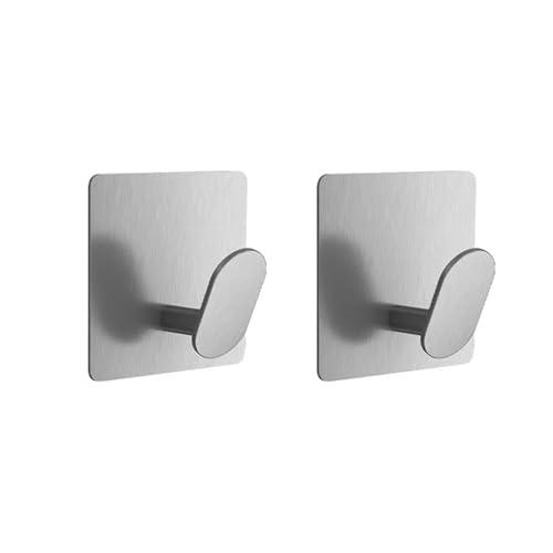 CYMMIYT Kleiderhaken Stainless Steel Wall Hook Bathroom Robe Hooks Adhesive Towel Holder Kitchen Accessories Organizer Multi-Purpose Door Hanger Hook(2pcs silver) von CYMMIYT