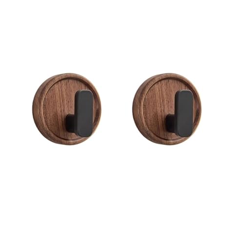 CYMMIYT Kleiderhaken Walnut Wood Coat Rack Hooks Black Wall Hangers for Hanging Keys Clothes Bathroom Robe and Towels and Entryway(Black 2) von CYMMIYT