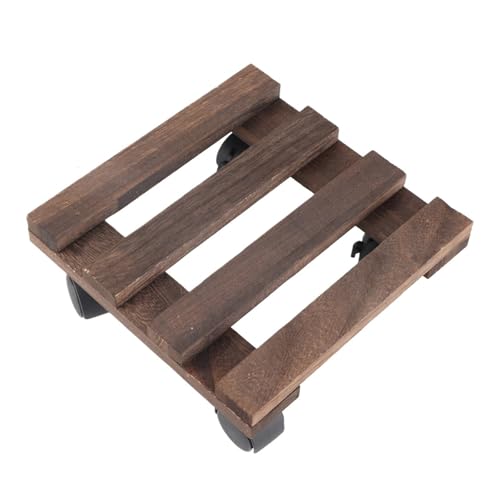 CYMMIYT Pflanzenwagen Blumentopf Rack Basis Roller Tablett Anlage Steht Mit Rädern Trolley(Brown 25x25cm) von CYMMIYT