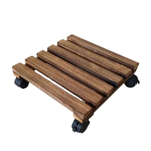 CYMMIYT Pflanzenwagen Blumentopf Rack Basis Roller Tablett Anlage Steht Mit Rädern Trolley(Brown 30x30cm) von CYMMIYT