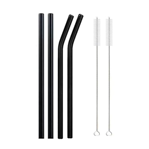 Glasstrohhalme 20cm Bunte Mehrweg Glasstrohe Glas Trinkhalm for Cocktail Smoothie Milchshake Dinkware(4pcs Black Mixed) von CYMMIYT