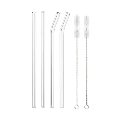 Glasstrohhalme 20cm Bunte Mehrweg Glasstrohe Glas Trinkhalm for Cocktail Smoothie Milchshake Dinkware(4pcs Clear Mixed) von CYMMIYT