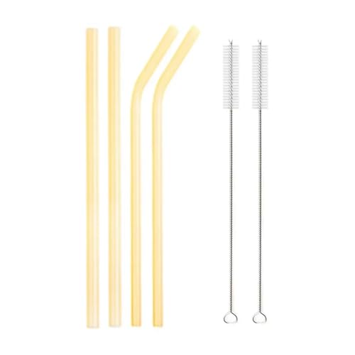 Glasstrohhalme 20cm Bunte Mehrweg Glasstrohe Glas Trinkhalm for Cocktail Smoothie Milchshake Dinkware(4pcs Gold Mixed) von CYMMIYT