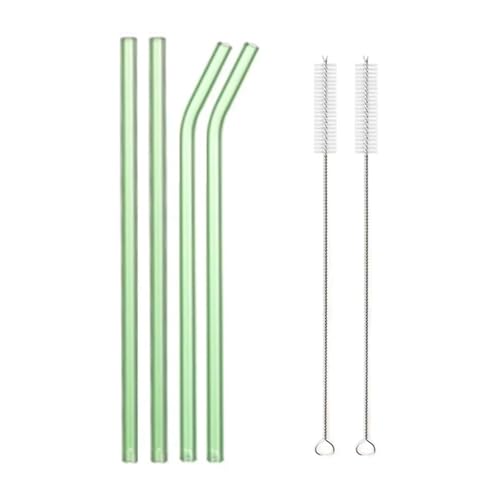 Glasstrohhalme 20cm Bunte Mehrweg Glasstrohe Glas Trinkhalm for Cocktail Smoothie Milchshake Dinkware(4pcs Green Mixed) von CYMMIYT