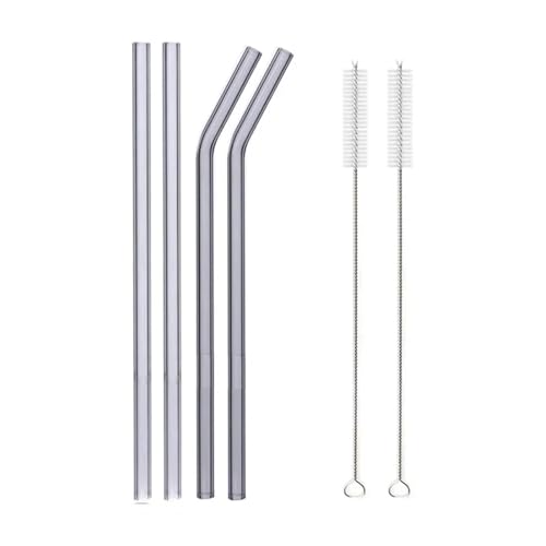 Glasstrohhalme 20cm Bunte Mehrweg Glasstrohe Glas Trinkhalm for Cocktail Smoothie Milchshake Dinkware(4pcs Grey Mixed) von CYMMIYT