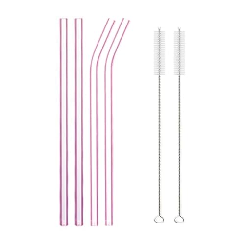 Glasstrohhalme 20cm Bunte Mehrweg Glasstrohe Glas Trinkhalm for Cocktail Smoothie Milchshake Dinkware(4pcs Pink Mixed) von CYMMIYT