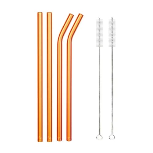 Glasstrohhalme 20cm Bunte Mehrweg Glasstrohe Glas Trinkhalm for Cocktail Smoothie Milchshake Dinkware(4pcs Rosegold Mixed) von CYMMIYT
