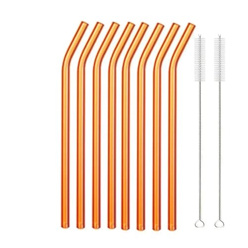 Glasstrohhalme 20cm Bunte Mehrweg Glasstrohe Glas Trinkhalm for Cocktail Smoothie Milchshake Dinkware(8pcs Rosegold Bent) von CYMMIYT