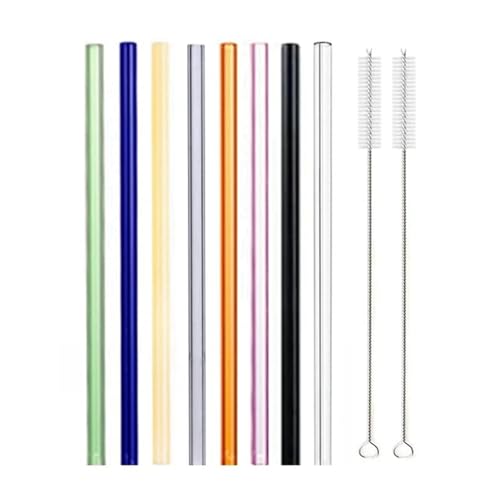 Glasstrohhalme 20cm Bunte Mehrweg Glasstrohe Glas Trinkhalm for Cocktail Smoothie Milchshake Dinkware(8pcs Straight Mixed) von CYMMIYT