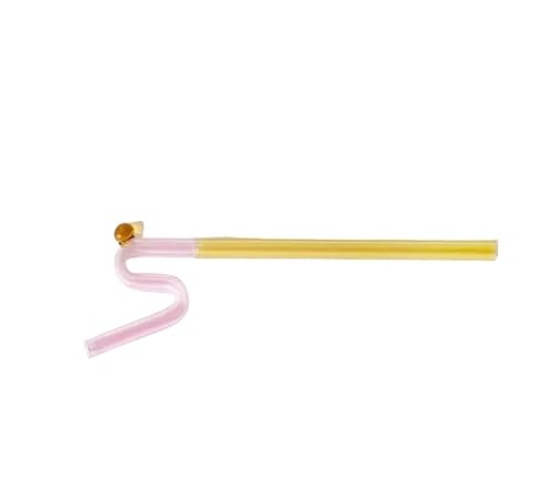 Glasstrohhalme 2Pcs Glas Strohhalme Twist Wiederverwendbare Trinken Milch Tee Langen Stiel(Color04) von CYMMIYT
