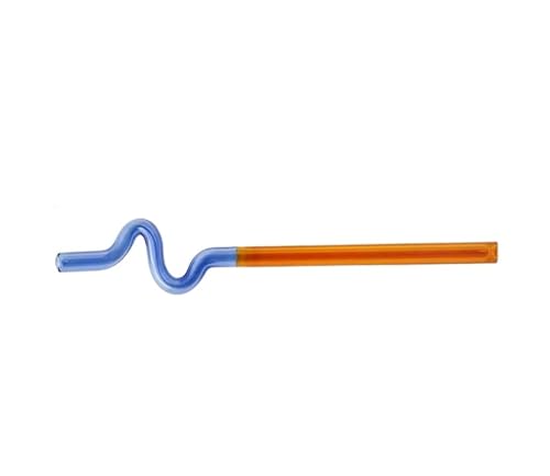 Glasstrohhalme 2Pcs Glas Strohhalme Twist Wiederverwendbare Trinken Milch Tee Langen Stiel(Color8) von CYMMIYT