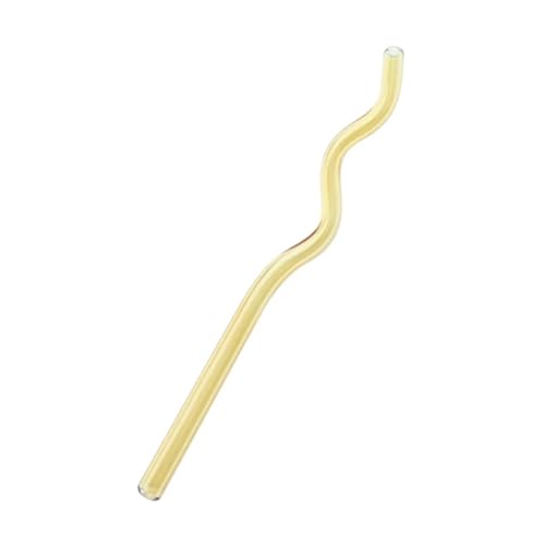 Glasstrohhalme 5 stücke Mehrweg Glas Strohhalme Bunte Klar for Smoothie Milchshakes Tee Saft(Yellow1) von CYMMIYT