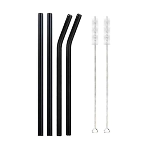 Glasstrohhalme Wiederverwendbare Glasstrohhalme Set Mehrfarbige Trinkhalme aus Glas for Cocktails, Smoothies, Milchshakes(4pcs Black Mixed) von CYMMIYT