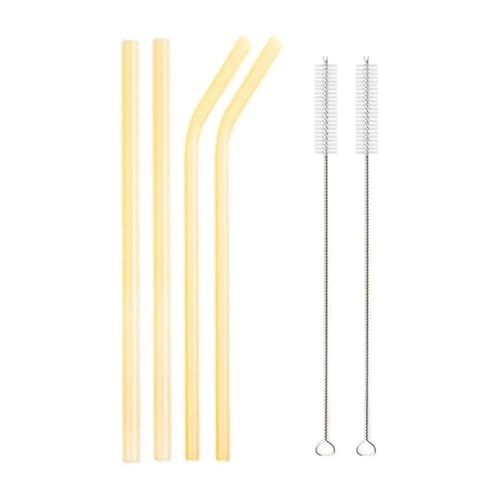 Glasstrohhalme Wiederverwendbare Glasstrohhalme Set Mehrfarbige Trinkhalme aus Glas for Cocktails, Smoothies, Milchshakes(4pcs Gold Mixed) von CYMMIYT
