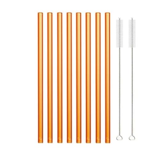 Glasstrohhalme Wiederverwendbare Glasstrohhalme Set Mehrfarbige Trinkhalme aus Glas for Cocktails, Smoothies, Milchshakes(8pcs Rose Straight) von CYMMIYT