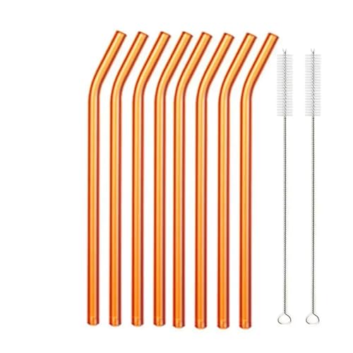 Glasstrohhalme Wiederverwendbare Glasstrohhalme Set Mehrfarbige Trinkhalme aus Glas for Cocktails, Smoothies, Milchshakes(8pcs Rosegold Bent) von CYMMIYT