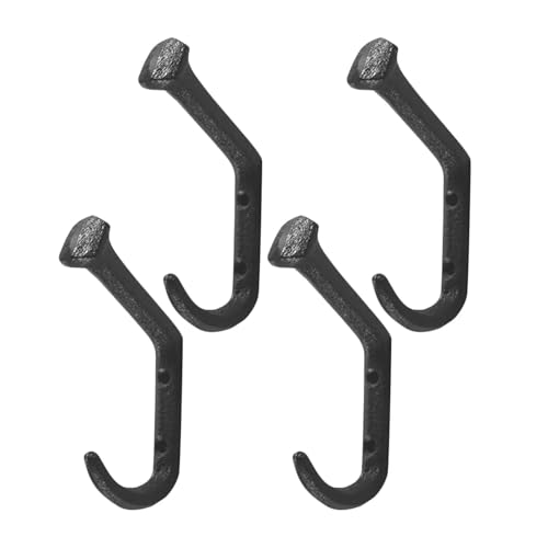 Kleiderhaken 4 Pcs Cast Iron Bent Nail Hook Wall Mount Coat Hooks Decorative for Simple Mounted Hanging Storage Clothes Rack von CYMMIYT