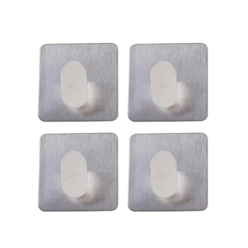Kleiderhaken 4Pcs Self-Adhesive Waterproof Stainless Steel Hooks Wall Mount Kitchen Bathroom Bedroom Organizer for Hanging Coat Hat Towel(4pcs silver) von CYMMIYT