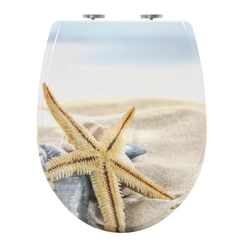 Toilettensitz Ovaler Toilettendeckel Duroplast Toilettensitz Soft-Close Antibakteriell Mit Schnellverschlussfunktion for Badezimmerteile(Color06) von CYMMIYT