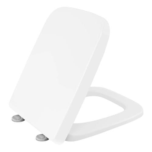 Toilettensitz Quadratischer Toilettensitz mit Deckel Absenkautomatik, einfache Installation, länglicher Badezimmer-Toilettensitz, geräuschlos geschlossener Sitz von CYMMIYT