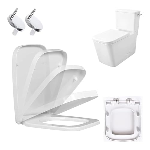 Toilettensitz Toilettensitz mit Absenkautomatik und Schnellverschluss, quadratisch, 360 Grad, einfache Befestigung von oben, verstellbarem Scharnier von CYMMIYT