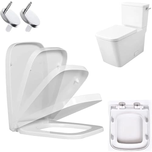 Toilettensitz Toilettensitz mit Absenkautomatik und Schnellverschluss, quadratischer, einfache Befestigung oben um 360 Grad verstellbaren Scharnieren, Standard-Toilettensitze von CYMMIYT