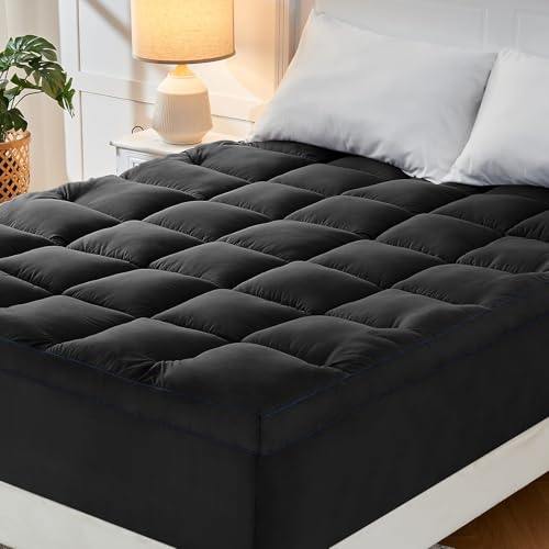 CYMULA XL-Matratzenauflage, schwarz, kühlende Matratzenauflage, extra dicke Kissen-Top-Matratzenauflage mit 20,3 - 53,3 cm elastischen tiefen Taschen, Plüsch-Daunen-Alternativ-Füllung CYMULA XL-Matratzenauflage, schwarz, kühlende Matratzenauflage, extra dicke Kissen-Top-Matratzenauflage mit 20,3 - 53,3 cm elastischen tiefen Taschen, Plüsch-Daunen-Alternativ-Füllung von CYMULA