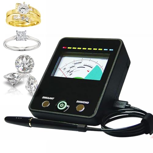 CYMYYDS Hochpräziser professioneller Diamant-Moissanit-Tester, Auswahlwerkzeug für Edelsteintester, Schmucktest mit Zeigertafel und Anzeigelampe, automatische Kalibrierung von CYMYYDS