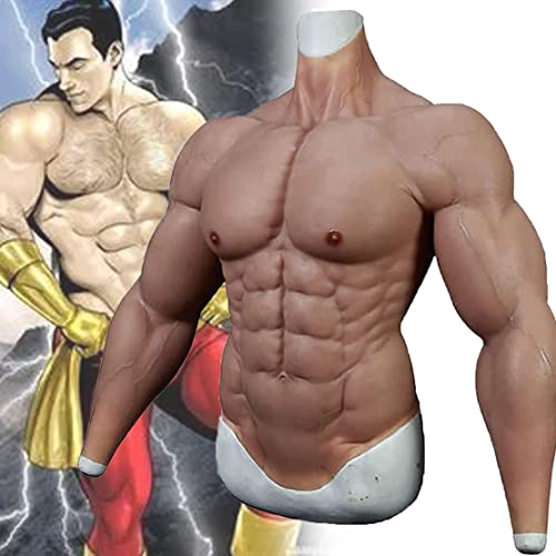 CYMYYDS Upgraded Realistic Silicone Muscle Suit, Male Chest Fake Muscle Fake Abs mit Muscle Arms, Fake Male Muscle Suit für Cosplay Halloween, Realistic Fake Chest Costume,Nature von CYMYYDS