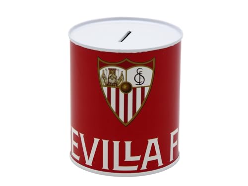 CyP Brands Sevilla FC Spardose, Becher, versiegelte Thermoskanne, Spardose, Münzen und Geldscheine, Mehrfarbig, offizielles Produkt von CYPBRANDS