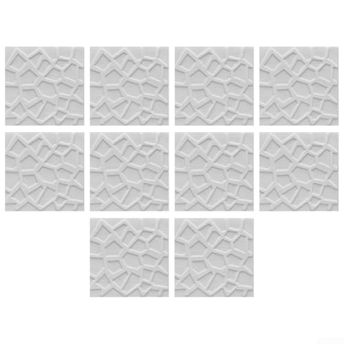 3D-strukturierte Wandpaneele, 10-teiliges Set von selbstklebenden Schaumstoff-Aufklebern für Zuhause (weiß) von CYRENT