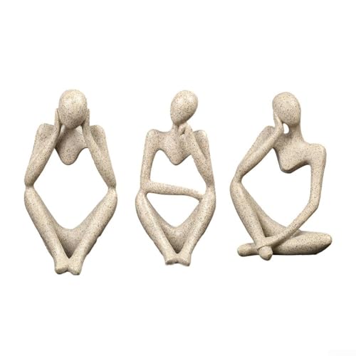 Abstrakte denkende Mann Figur nordischer Stil Moderne Heimdekoration Harzstatue Tischskulptur für Wohnzimmer Regal Dekor (Sandstein-Set) von CYRENT