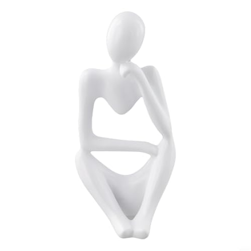 Abstrakte denkende Mann Figur nordischer Stil Moderne Heimdekoration Harzstatue Tischskulptur für Wohnzimmer Regal Dekor (Weiß B) von CYRENT