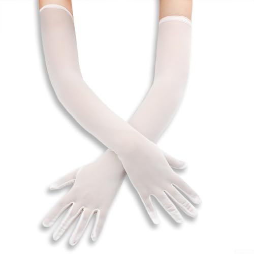 Atmungsaktive lange Handschuhe für Damen und Herren, stilvolles Accessoire für Partys und Auftritte (weiß) von CYRENT