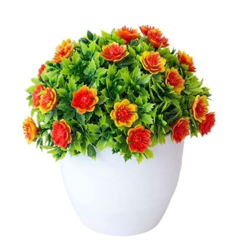 Auffällige, lebensechte künstliche Bonsai-Blume, Topfpflanze, Mini-Kunststoff für Zuhause, Büro, Innen- und Außendekoration (orange) von CYRENT
