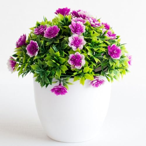 Auffällige, lebensechte künstliche Bonsai-Blume, Topfpflanze, Mini-Kunststoff für Zuhause, Büro, Innen- und Außendekoration (roter Lotus) von CYRENT