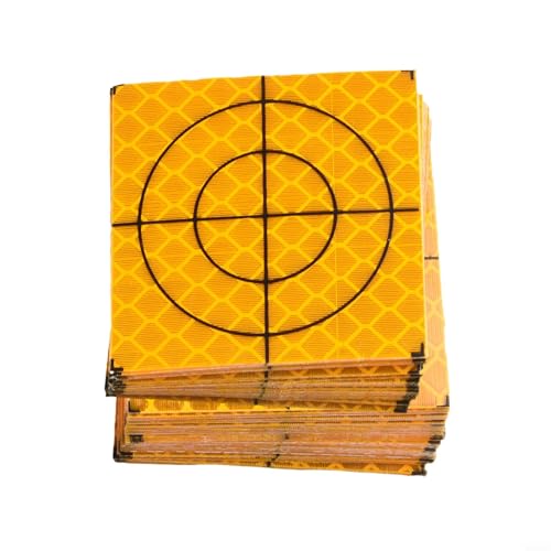 CYRENT 100 Stück Totalstation-Reflektor-Zielscheiben 0–60 mm, gelbes Acryl, reflektierendes Klebeband für Vermessung, Ingenieurbau, Brückenbau (50 x 50 mm) von CYRENT