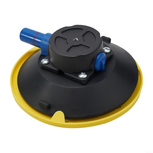 CYRENT 15,2 cm robuste Vakuum-Saugnapfhalterung mit Handpumpe M6 M8 Gewinde Glassauger Werkzeug für Autoreparatur Auto Boot RV Gelb Aluminium 31,8 kg Kapazität (6,35 mm) von CYRENT