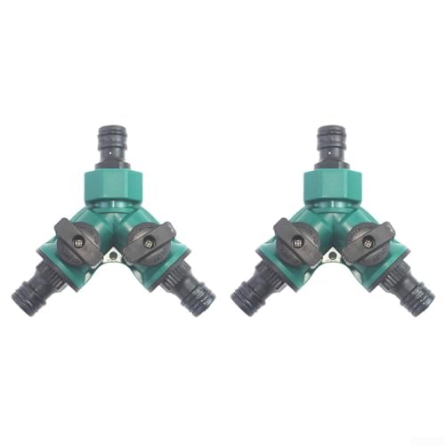 CYRENT 2 Stück 2-Wege-Schlauchverbinder, Gartenschlauch-Verteiler, Wasserhahn-Verteiler, Y-Splitter-Anschluss mit individuellen An-/Aus-Ventilen, 2-Wege-Gartenwasserleitung von CYRENT