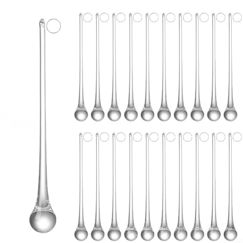 CYRENT 20 Stück klare Glas-Regentropfen-Ornamente für Weihnachts- und Winterpartys, mit Seil zum Aufhängen und verschiedenen Größen (20 x 160 mm) von CYRENT