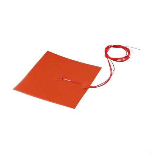 CYRENT 200 mm x 200 mm Silikon-Heizkissen mit 100 K Thermistor für 3D-Drucker, 400 W Heizkissen, wasserdicht, IP68-Bewertung, orangefarben, hochtemperaturbeständig (220 V) von CYRENT